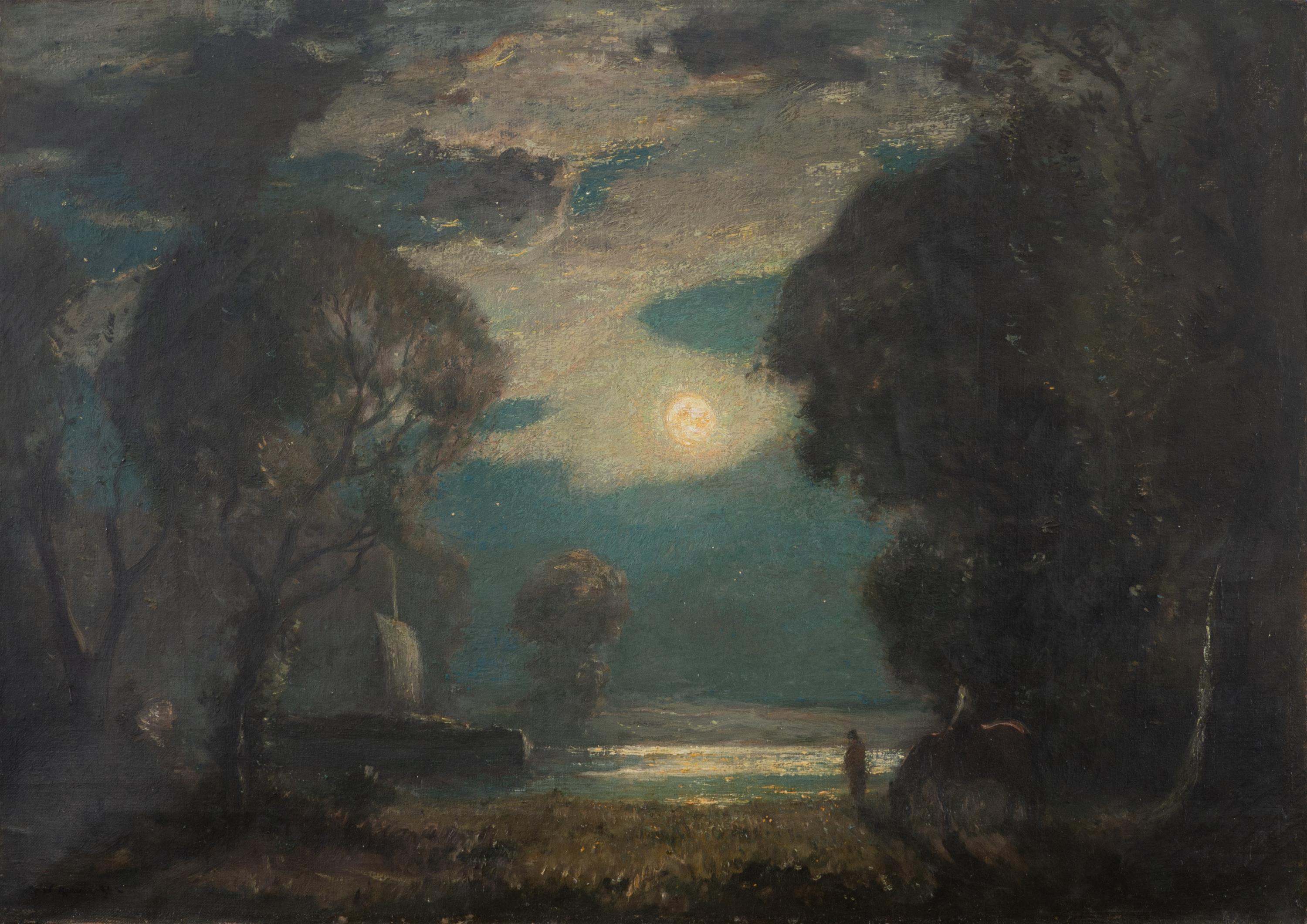 River's Edge by Moonlight - Image 1 of 4
