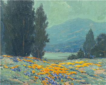 Poppies & Lupine by a Lake