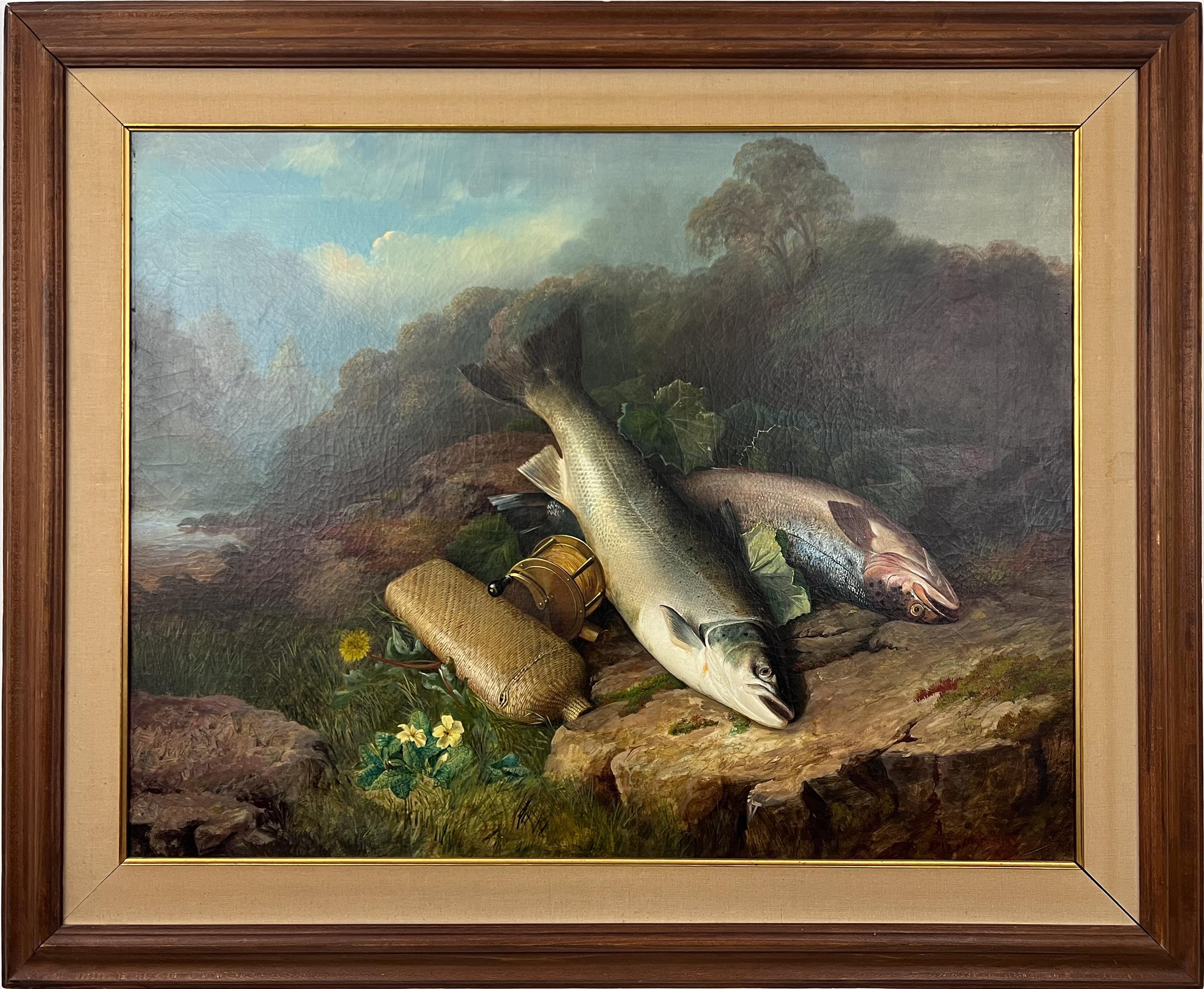 Two Trout with Flask and Reel - Image 1 of 2
