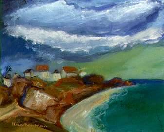 Sample artwork by Elias Newman (1903 - 1999), known for modernist genre, urban view and watercolor landscape painting - View similar artists and auction records