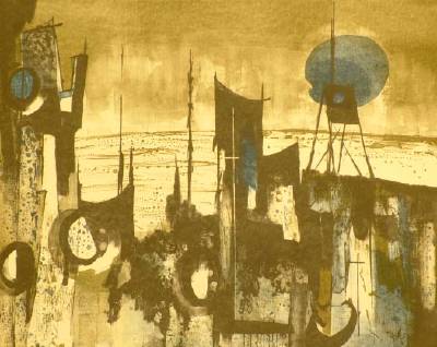 Sample artwork by John Muench (1914 - 1993), known for graphics, wildlife, abstraction - View similar artists and auction records