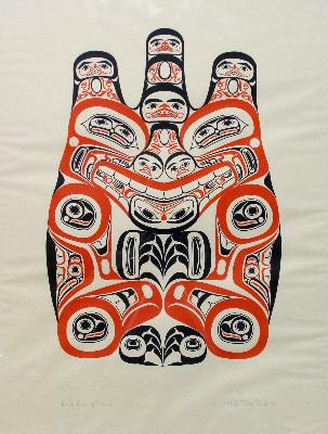 Sample artwork by Bill (William Ronald) Reid (1920 - 1998), known for wood carving, sculpture, prints, graphics, jewelry making - View similar artists and auction records