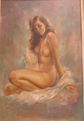 Sample artwork by Leo Jansen (1930 - 1980), known for celebrity portrait and nude female figure painting, commemorative plates - View similar artists and auction records