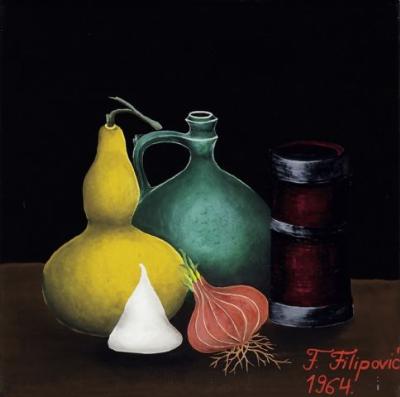 Sample artwork by Franjo Filipovic (1930 - 2009), known for village scenes/folk art, landscapes, still lifes - View similar artists and auction records