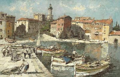 Sample artwork by Otto Hellmeier (1908 - 1996), known for impressionist painting of landscape, cityscapes, marine, and figurature - View similar artists and auction records