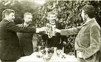 Portrait of Theodor Lundberg: From left to right: Oscar Bjork, Theodor Lundberg, Carl Moller, and Prins Eugen