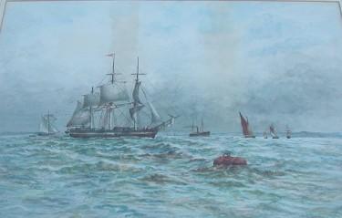 Sample artwork by George Stanfield Walters (1838 - 1924), known for marine, sailing ships and boats and coastal scene painting - View similar artists and auction records
