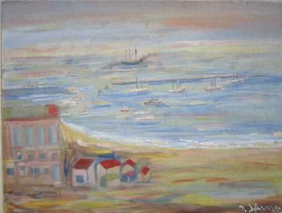 Sample artwork by Alejandro Serrat Blasco-Ibanez (1895 - 1970), known for los angeles cityscapes, landscapes, parisian portraits, late american jazz images - View similar artists and auction records