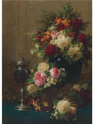 Sample artwork by Jean Baptiste Robie (1821 - 1910), known for floral still life painting, writing - View similar artists and auction records