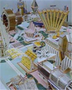 Sample artwork by Bodys Isek Kingelez (1948 - 2015), known for cardboard fantasy architectural models - View similar artists and auction records