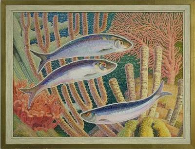 Poissons, oil on canvas, 19" x 26", signed, dated c.1961