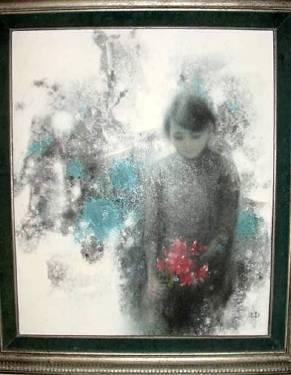 Sample artwork by Chi-Chung Hu (1927 - 2012), known for female figure, portrait and horses painting, poetic abstraction - View similar artists and auction records