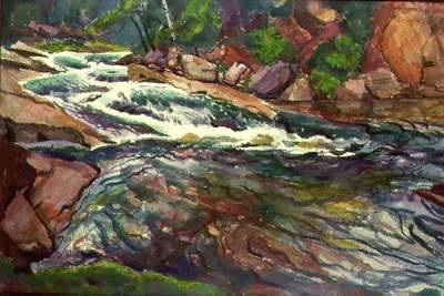 Sample artwork by Bertram Hartman (1882 - 1960), known for modernist-leaning landscape, fantasy, and cityscape painting - View similar artists and auction records