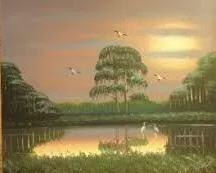 Sample artwork by Al (Blood) Black (1946 - 2025), known for easel and mural landscape and other regional scene paintings - View similar artists and auction records