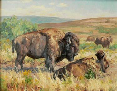 Sample artwork by Brian Grimm (Born 1968), known for western landscape with wildlife painting - View similar artists and auction records