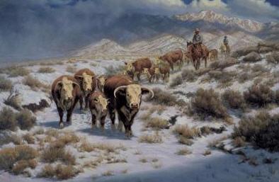 Sample artwork by George B Marks (1923 - 1983), known for western scene painting and sculpture, coastal view, cowboys - View similar artists and auction records