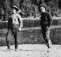 Portrait of Philip Russell Goodwin: Philip R. Goodwin (left) and Charles M. Russell on the shoreline of the Flathead River, 1910. Courtesy of the Big Sky Collection, Larry and LeAnne Peterson