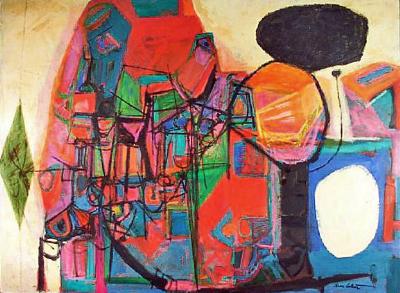 Sample artwork by Oscar Cahen (1916 - 1956), known for abstract painting, illustration and murals - View similar artists and auction records