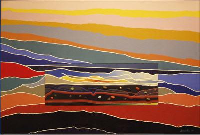 Sample artwork by Arthur Secunda (1927 - 2022), known for printmaking, collage, mixed media abstract painting - View similar artists and auction records