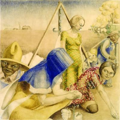 Sample artwork by Thomas Stell (1898 - 1981), known for portrait, mural, regionalism - View similar artists and auction records