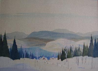 Sample artwork by Graham Noble Norwell (1901 - 1967), known for rural landscape-winter scene painting - View similar artists and auction records