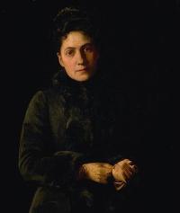 Portrait of Mary Augusta Heister Reid: Portrait of Mary Hiester Reid by George Agnew Reid <br> 30.25” X 25.25” oil on canvas, dated 1885.  Collection of the National Gallery of Canada.