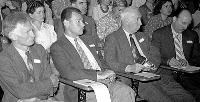Portrait of Alexander Young (AY) Jackson: André Biéler, Michael Forster, A.Y. Jackson, Lowrie Warrener at the Kingston Conference (1941)