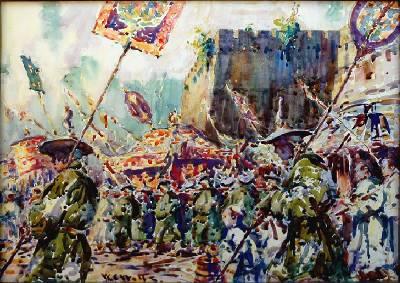 Sample artwork by William Watts (1869 - 1961), known for landscape, marine, street scene; draftsman - View similar artists and auction records
