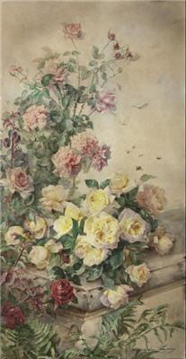 Sample artwork by Madeleine Jeanne Lemaire (1845 - 1928), known for impresionist still life, florals-roses, genre, and figure painting - View similar artists and auction records