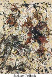 Jackson Pollock's Number 12, showing his characteristic drip painting technique with dynamic paint splatters and gestural marks across the canvas