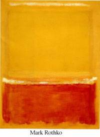 Mark Rothko's Untitled work featuring his signature horizontal bands of luminous color that seem to float and glow