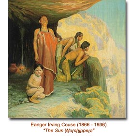 Eanger Irving Couse painting featuring Native Americans at the Grand Canyon rim