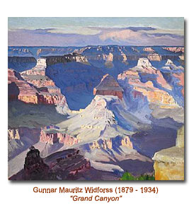 Gunnar Mauritz Widforss watercolor painting of the Grand Canyon showing his masterful technique and intimate knowledge of the landscape