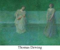 Thomas Wilmer Dewing - The Song, example of Tonalist figure painting with atmospheric qualities