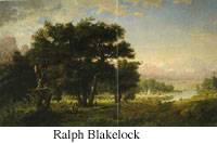 Ralph Albert Blakelock - Indian Encampment Along, moonlit landscape characteristic of American Tonalist style