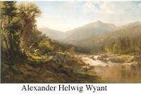 Alexander Helwig Wyant landscape painting showing the characteristic Barbizon style with soft, atmospheric effects and muted earth tones