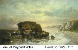 Lemuel Maynard Wiles painting Coast of Santa Cruz, American artist who traveled through Panama, 1826-1905