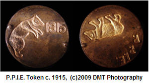 Panama-Pacific International Exposition commemorative token from 1915 showing fair imagery
