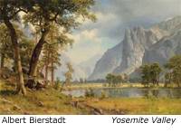 Yosemite Valley landscape painting showing the dramatic wilderness that attracted California artists