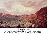 California marine painting showing Pacific Ocean coastal scene with ships