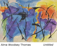 Alma Woodsey Thomas abstract painting showing her Color Field style and vibrant palette
