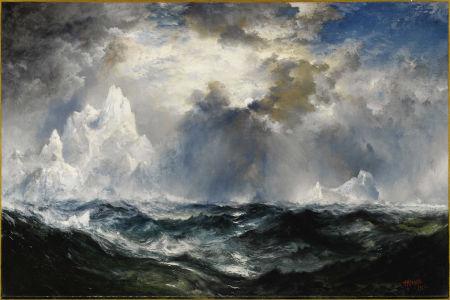 Moonlight. Icebergs in Mid-Atlantic
