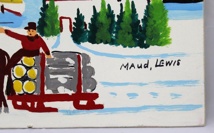 Winter Logging Scene with Oxen and Boat - Image 3 of 4