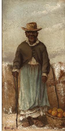 Female Cotton Picjer with Oranges