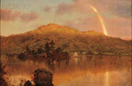 Rainbow over a Lake in the Hudson River Valley, Possibly Close of a Showery Day, Lake George