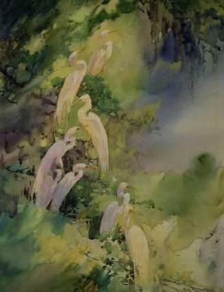 Egrets Perched In a Tree