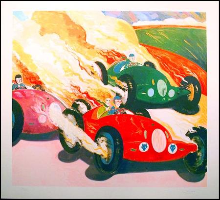 "Grand Prix" original signed serigraph by Earl Linderman