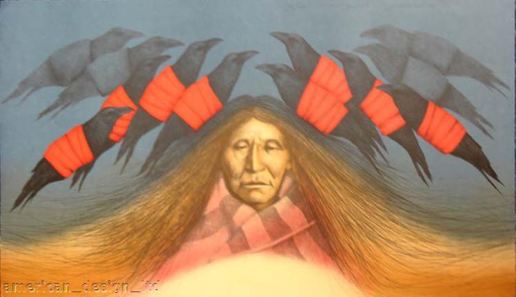 Frank Howell Crow Messenger 1981 Original Art Lithogrpaph - Image 2 of 2