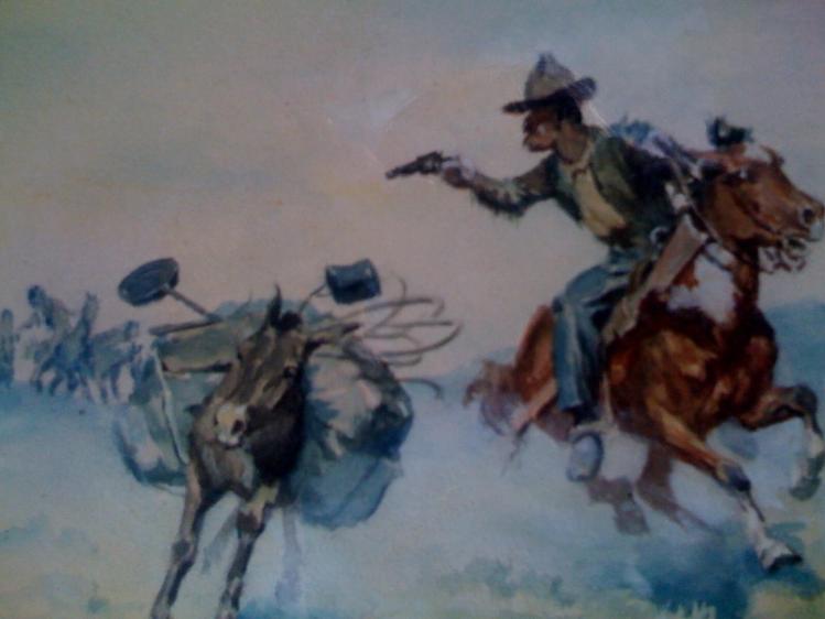 Cowboy Returning Indian Fire on the Run - Image 2 of 4