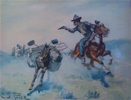 Cowboy Returning Indian Fire on the Run - Image 1 of 4